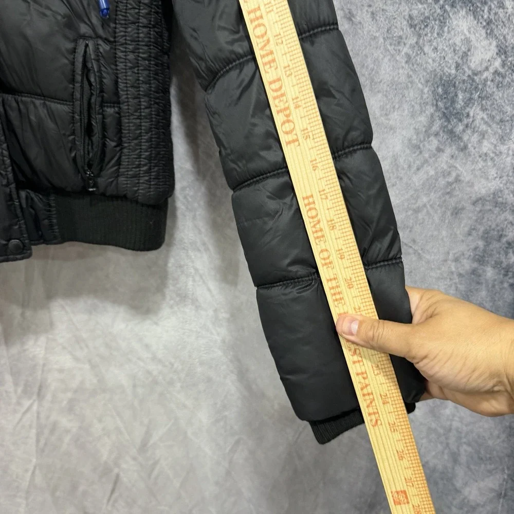 American Eagle Outfitters Womens M Black Puffer Jacket Faux Fur Hood Winter Coat